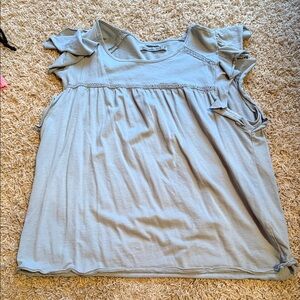 Abercrombie & Fitch Women's Ruffled Sleeve Blouse - Light Blue